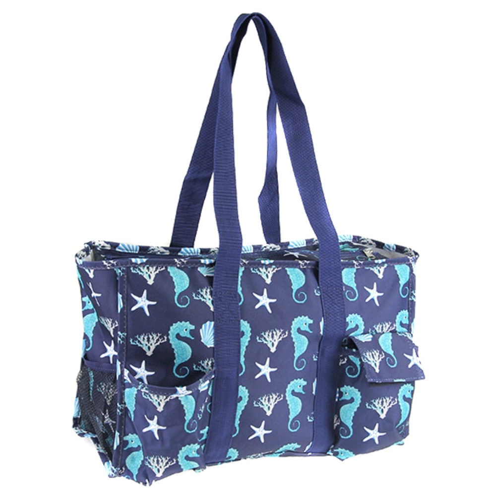 Seahorse Starfish Nautical Utility Tote Bag Purse
